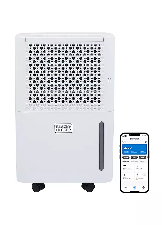 Bonprix Black And Decker BXEH60016GB 12L Smart Dehumidifier & Ionizer With 4 Modes Quiet 2.1L Water Tank 24hr Timer - White