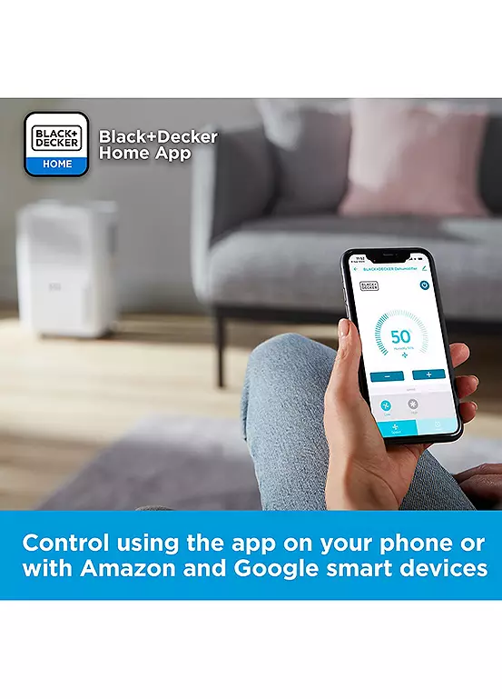 Bonprix Black And Decker BXEH60016GB 12L Smart Dehumidifier & Ionizer With 4 Modes Quiet 2.1L Water Tank 24hr Timer - White