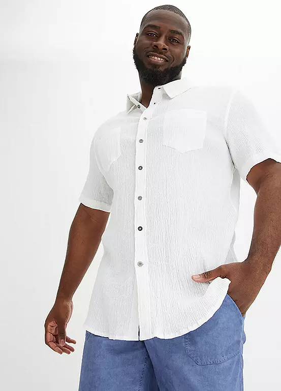 bonprix Crinkle Short Sleeve Shirt