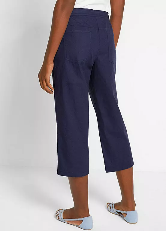 Bonprix Cropped Linen Blend Trousers