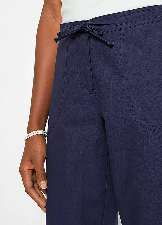 Bonprix Cropped Linen Blend Trousers