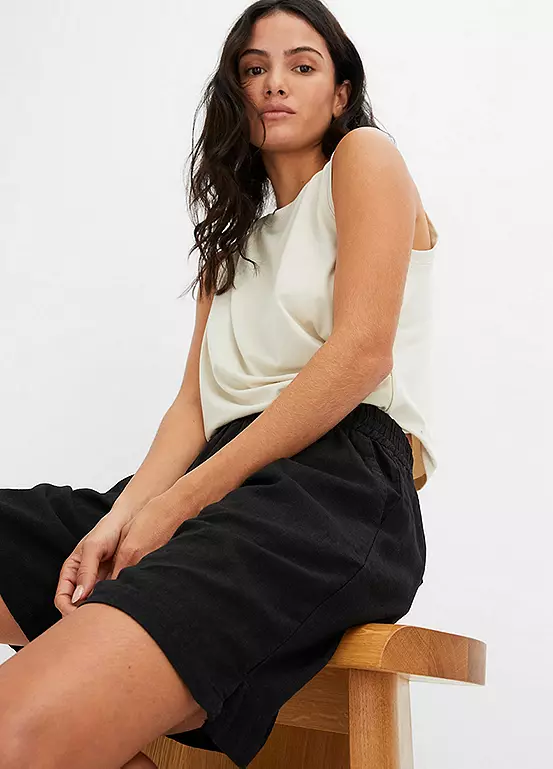 Bonprix Elasticated Linen Bermuda Shorts