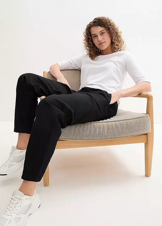 Bonprix Elasticated Waist Linen Blend Trousers