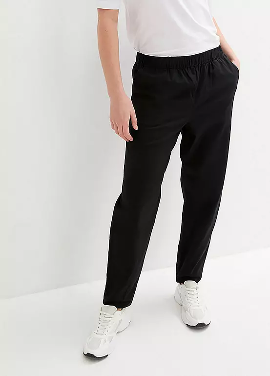 bonprix Elasticated Waist Linen Blend Trousers