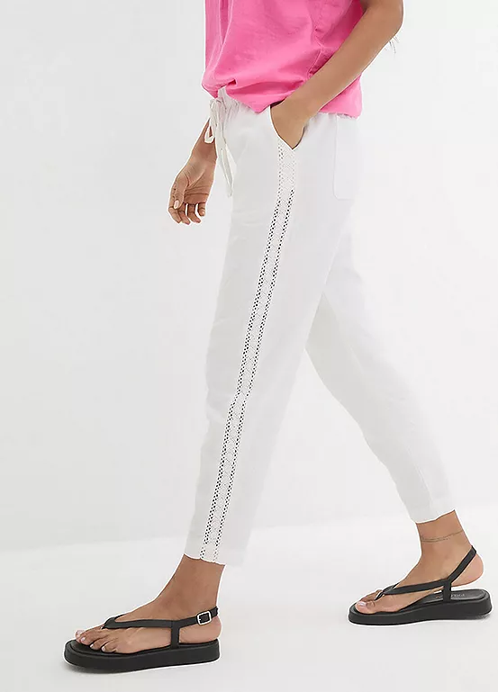 Bonprix Elasticated Waist Linen Trousers