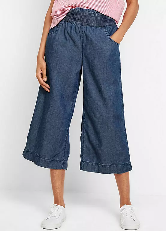 bonprix Elasticated Waist Wide Leg Culottes