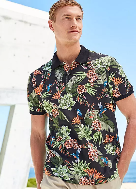 Bonprix Floral Polo Shirt