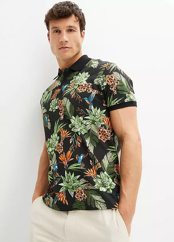 bonprix Floral Polo Shirt
