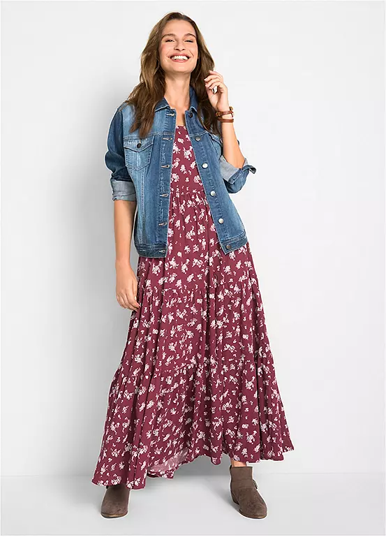 Bonprix Floral Print Tiered Maxi Dress