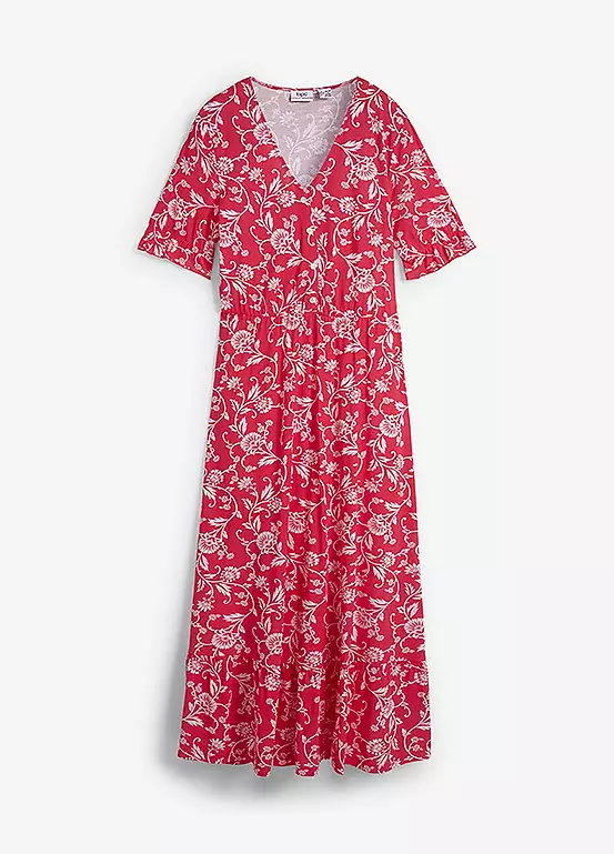 Bonprix Floral Short Sleeve Midi Dress