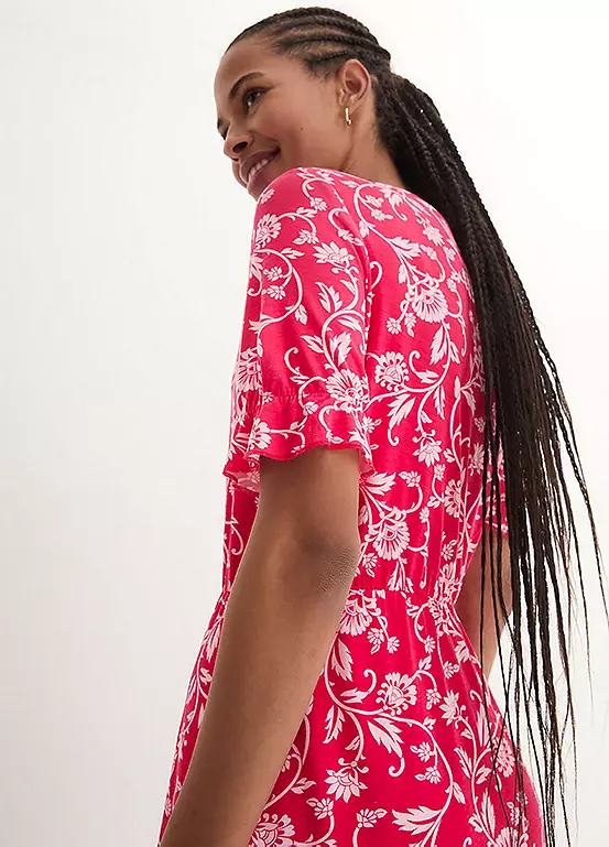 Bonprix Floral Short Sleeve Midi Dress