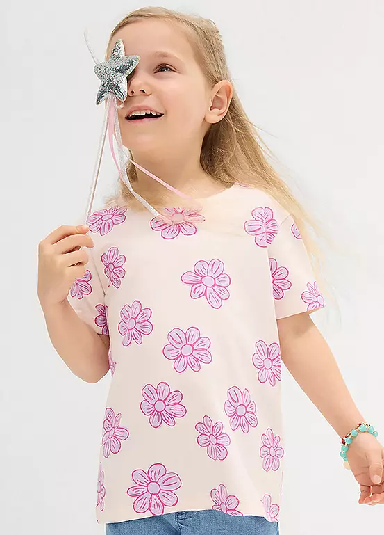 bonprix Kids Floral Short Sleeve T-Shirt