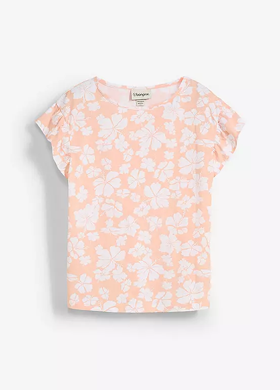 Bonprix Kids Flower Short Cap Sleeve T-Shirt