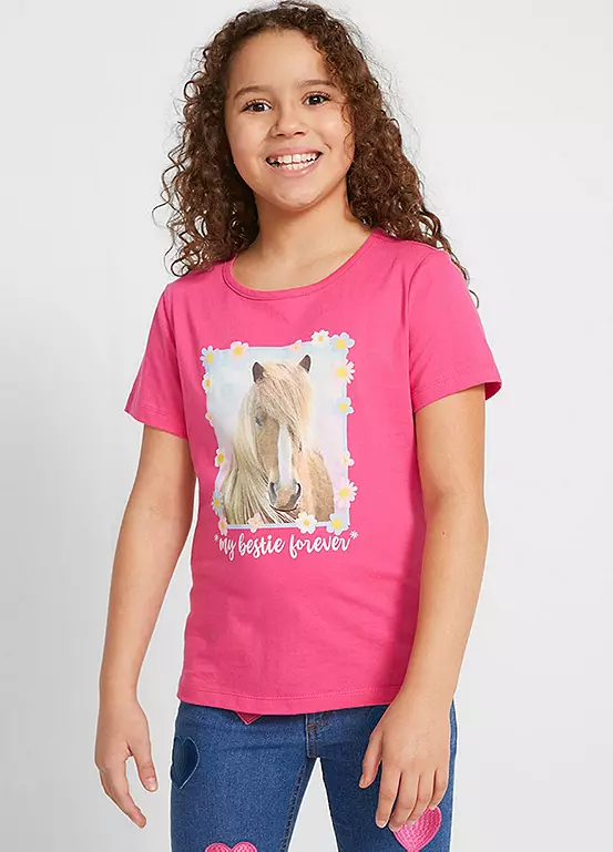 Bonprix Kids Pack Of 2 Short Sleeve Horse T-Shirts