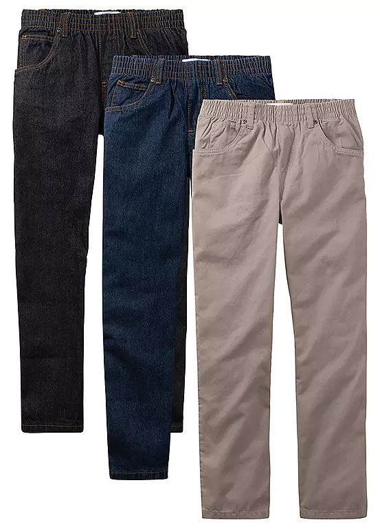 bonprix Kids Pack of 3 Elasticated Waist Trousers
