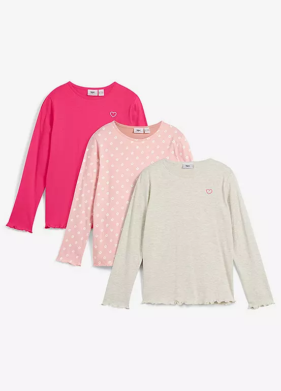 Bonprix Kids Pack Of 3 Long Sleeve Tops