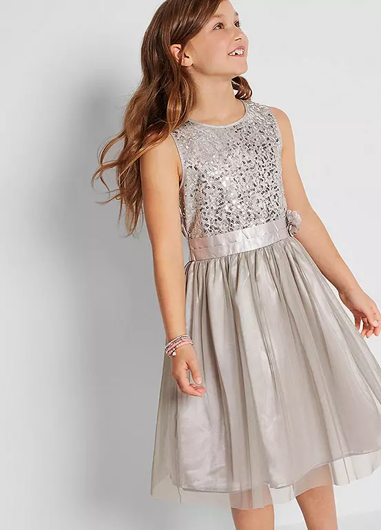bonprix Kids Satin Embellished Dress