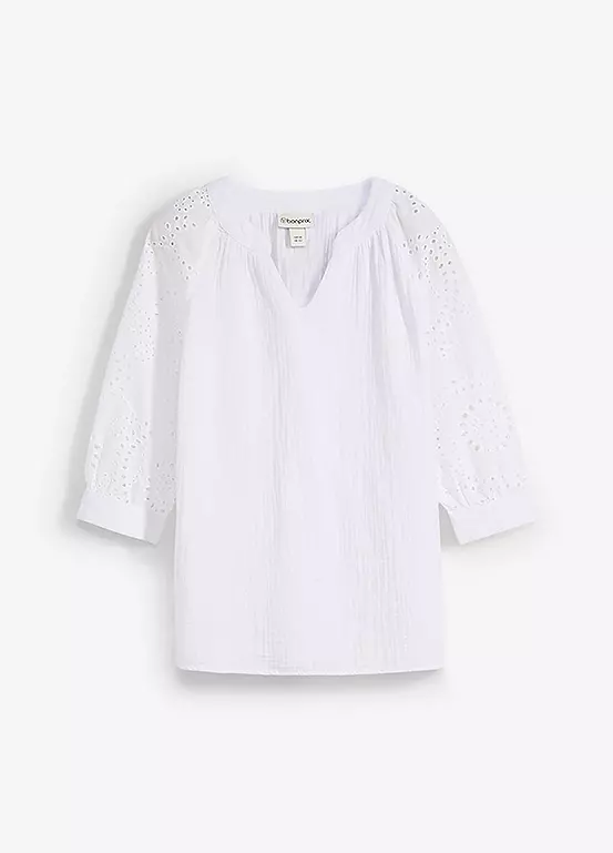 Bonprix Kids Three-Quarter Sleeve Muslin Tunic