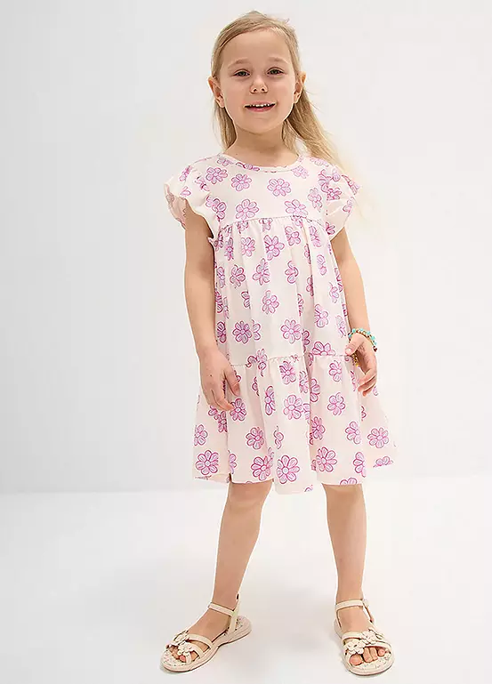 bonprix Kids Tiered Floral Jersey Dress