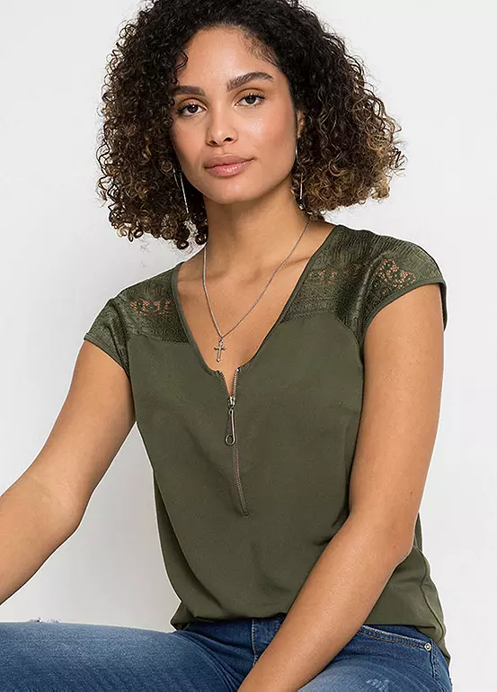 bonprix Lace Shoulder Top