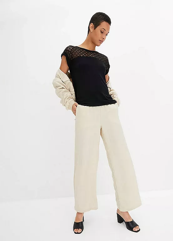 Bonprix Lace Yoke T-Shirt