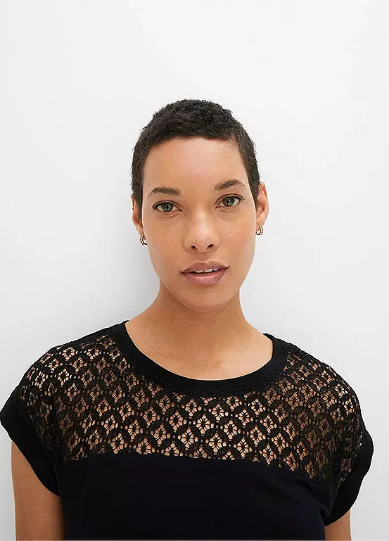 Bonprix Lace Yoke T-Shirt