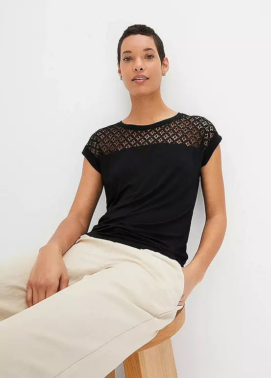 bonprix Lace Yoke T-Shirt