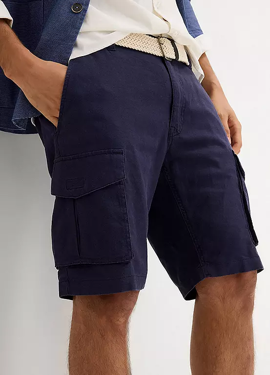 bonprix Linen Blend Belted Shorts