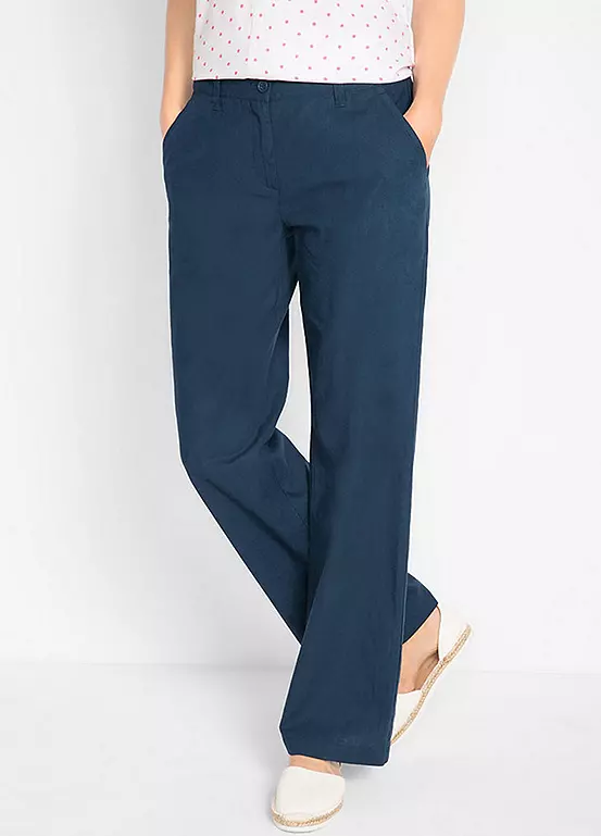 bonprix Loose Linen Blend Trousers