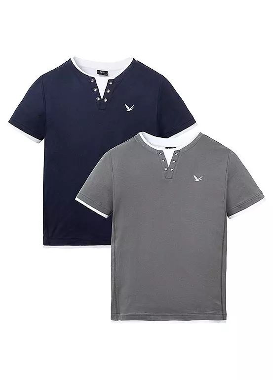 bonprix Pack of 2 Henley Shirts