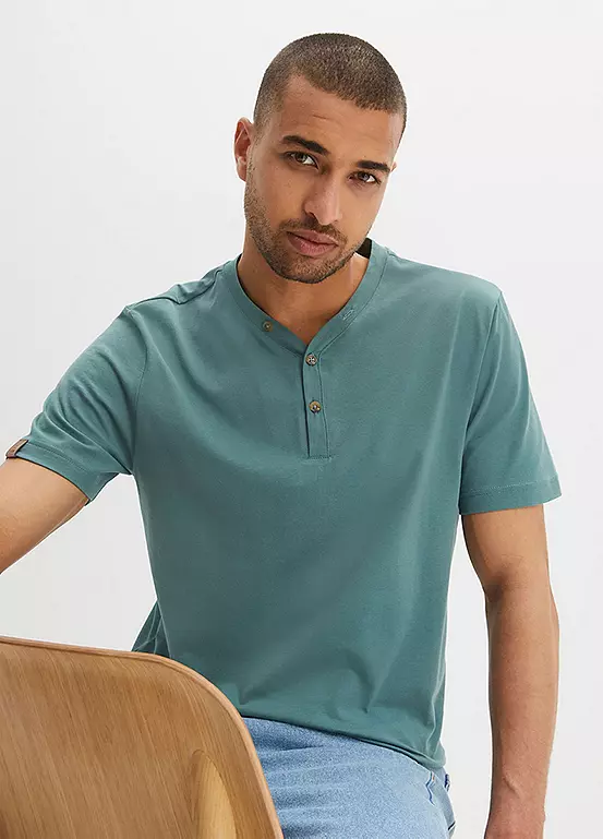 Bonprix Pack Of 2 Henley Short Sleeve T-Shirts