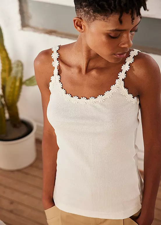 bonprix Pack of 2 Lace Trim Camis