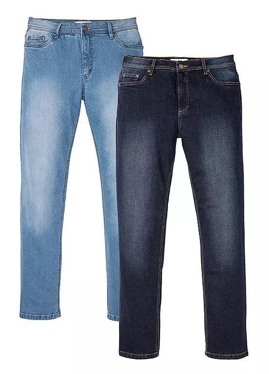 bonprix Pack of 2 Straight Stretch Jeans