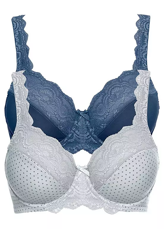Bonprix Pack Of 2 Underwired Lace Trim Bras