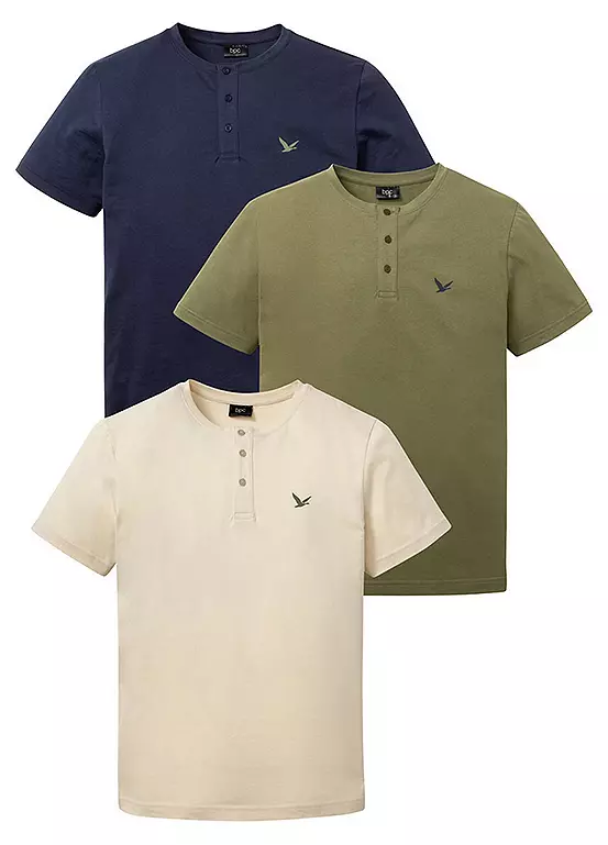 bonprix Pack Of 3 Henley Shirts