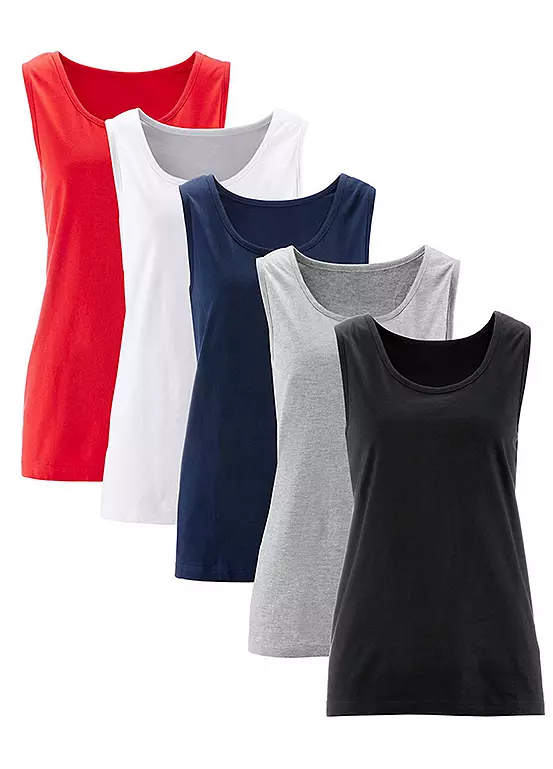 Bonprix Pack Of 5 Essential Vest Tops