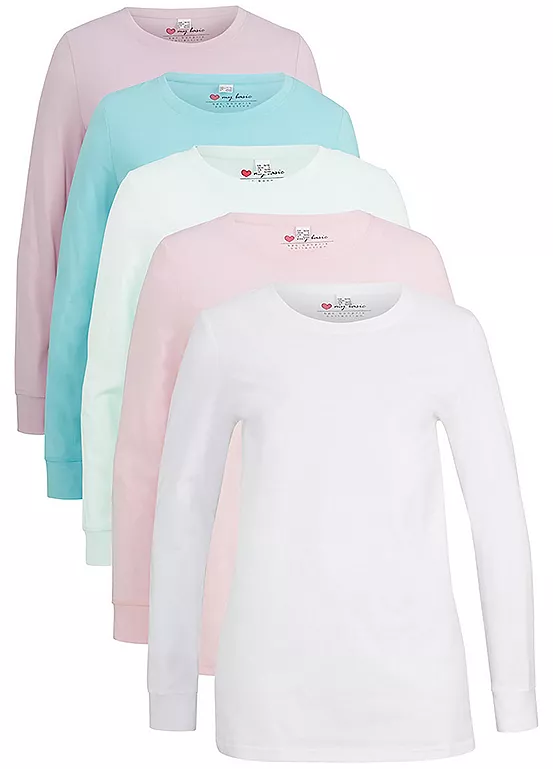 bonprix Pack of 5 Long Sleeve T-Shirts
