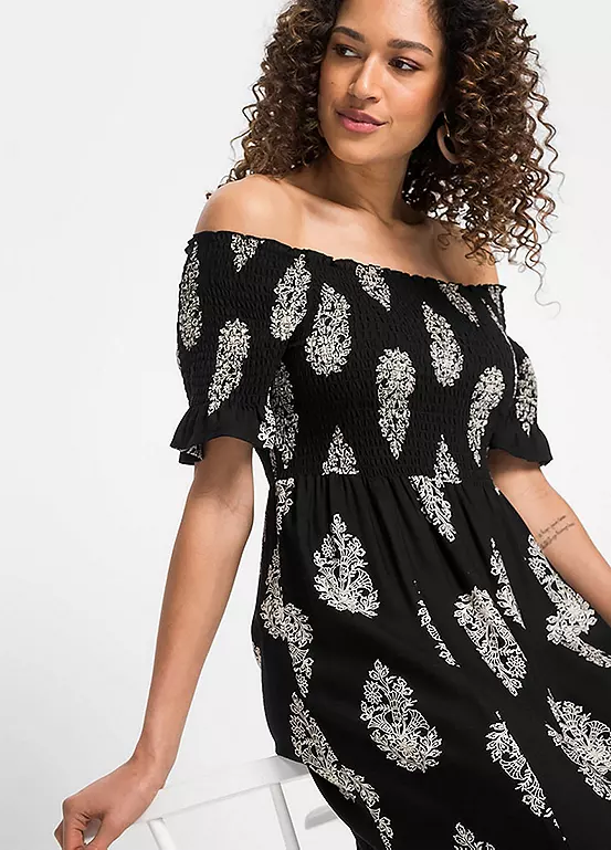 Bonprix Printed Off-The-Shoulder Dress