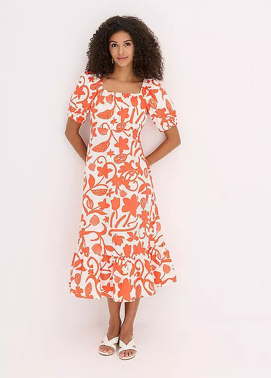 Bonprix Puff Sleeve Midi Dress