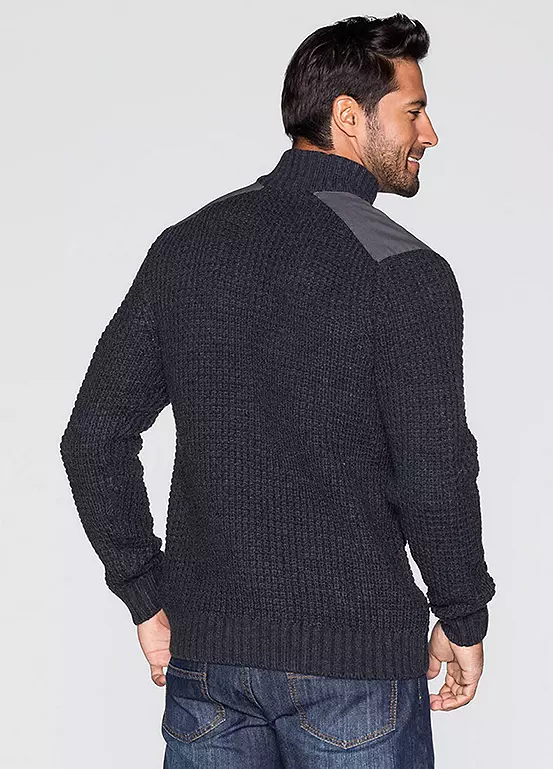 Bonprix Quarter Zip Waffle Knit Jumper