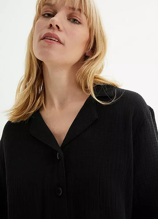 Bonprix Short Sleeve Cotton Muslin Shirt