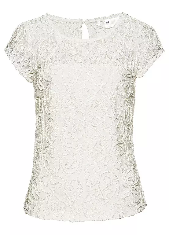 Bonprix Short Sleeve Lace T-Shirt