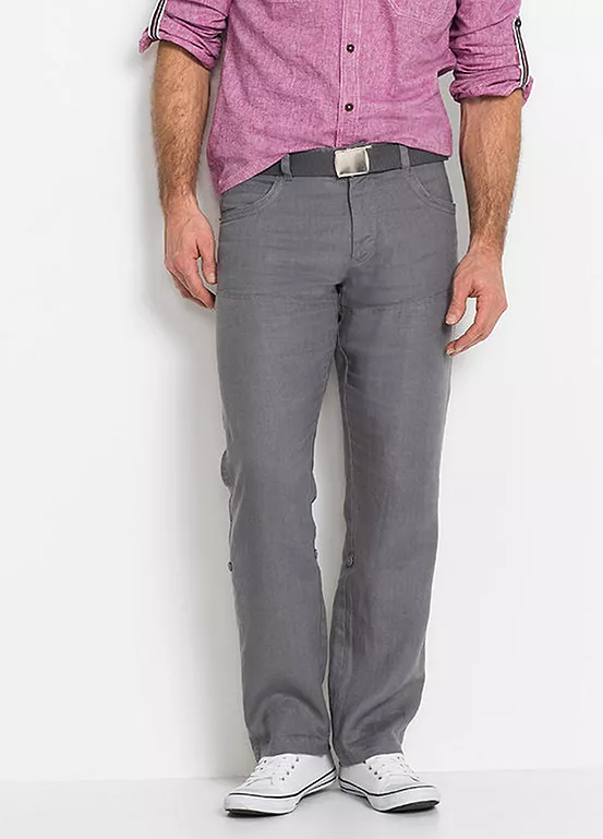 bonprix Straight Leg Linen Trousers
