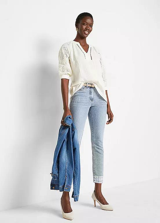 Bonprix Three-Quarter Sleeve Muslin Tunic