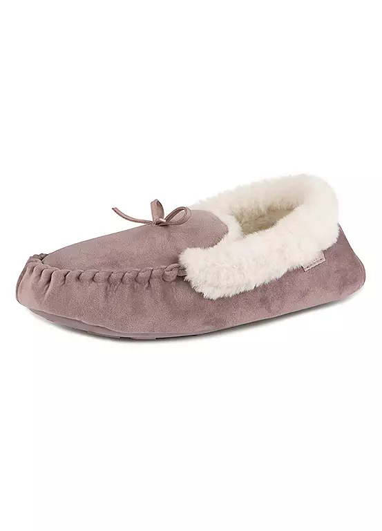 Bonprix Totes Ladies Velour Moccasin Mink Slippers