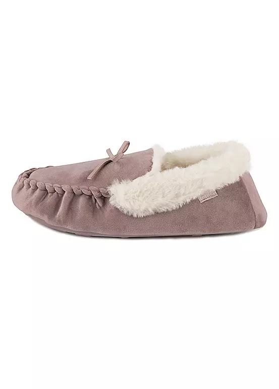 Bonprix Totes Ladies Velour Moccasin Mink Slippers