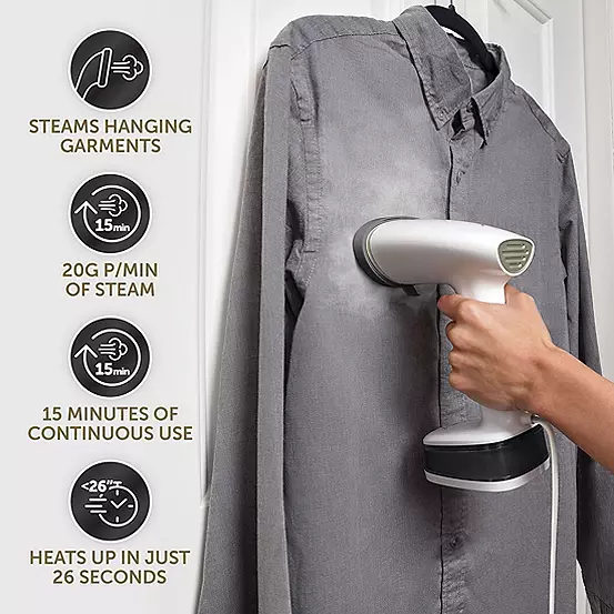 Bonprix Breville CompactSteam Foldable Garment Steamer With Travel Bag - White & Gold