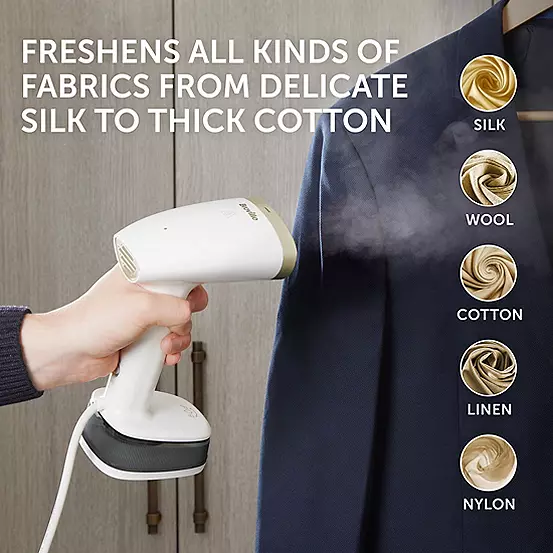 Bonprix Breville CompactSteam Foldable Garment Steamer With Travel Bag - White & Gold