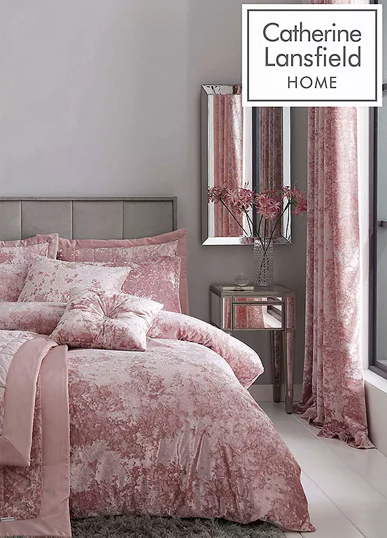 bonprix Catherine Lansfield Blush Crushed Velvet Duvet Set
