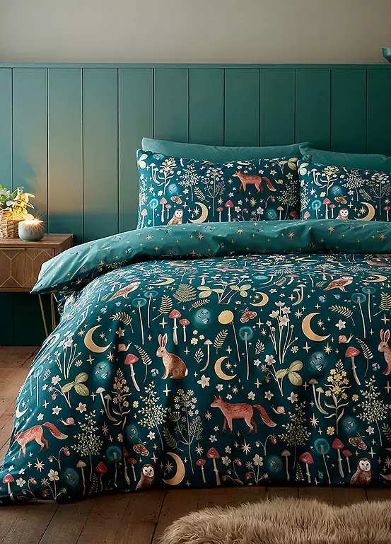 Bonprix Catherine Lansfield Forest Green Enchanted Twilight Duvet Cover Set
